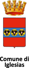 Stemma rosso con fascia blu e tre aquile nere, corona dorata sopra.