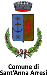 Stemma comunale con corona, ancora, leone rosso e corona di alloro