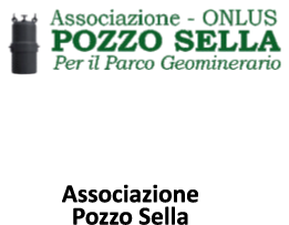 Logo Associazione ONLUS Pozzo Sella per il Parco Geominerario con torre nera stilizzata