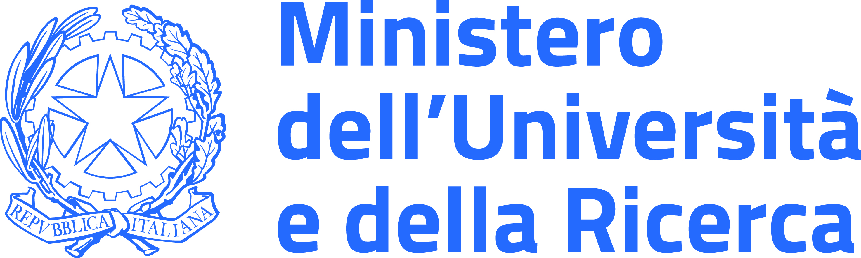 Testo parziale del logo del Ministero dell'Università e della Ricerca in blu