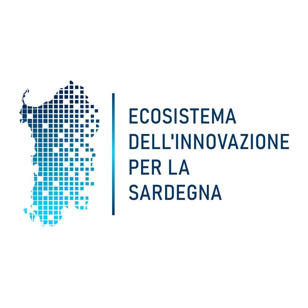 Mappa stilizzata della Sardegna con testo sull'ecosistema di innovazione